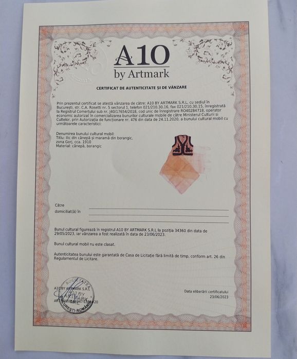 Marama borangic veche