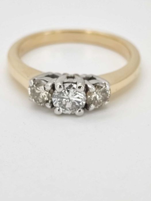 Inel 14k cu diamante 0.95ct Past Present Future