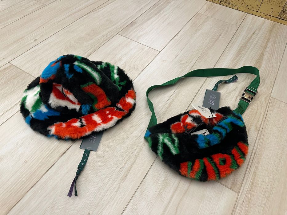Set KIRIN palarie si borseta bin blana pufoasa