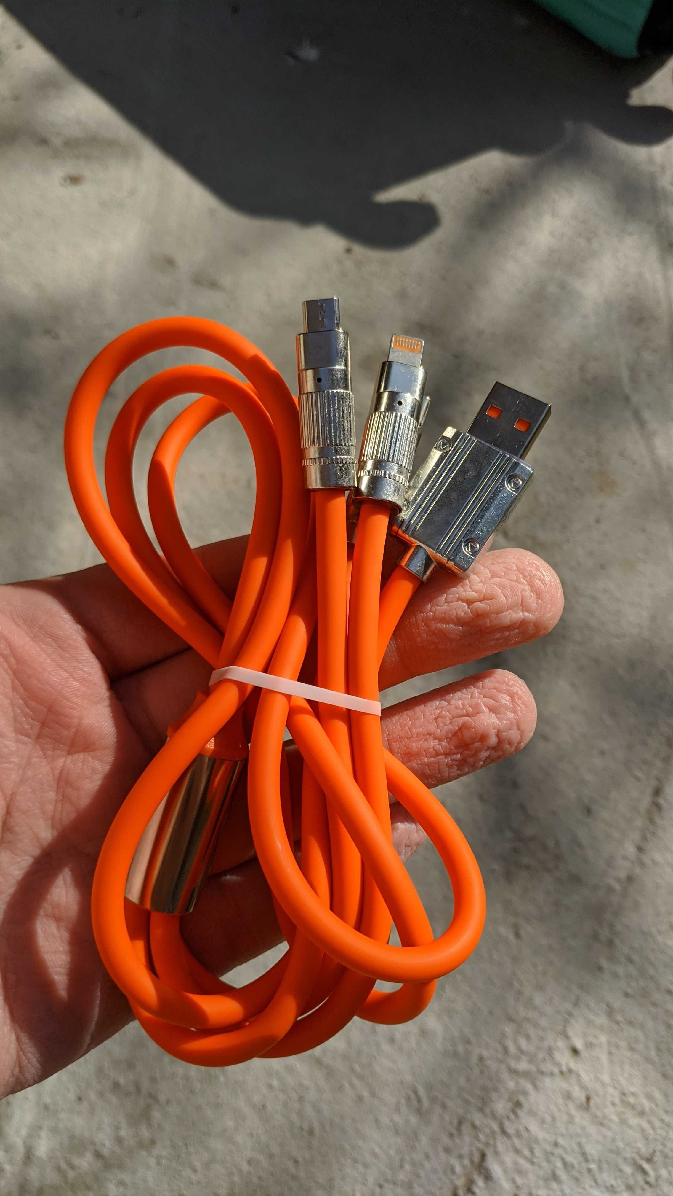 Светящийся кабеля 3в1 - силиконовые - microUSB, Type-C, iPhone