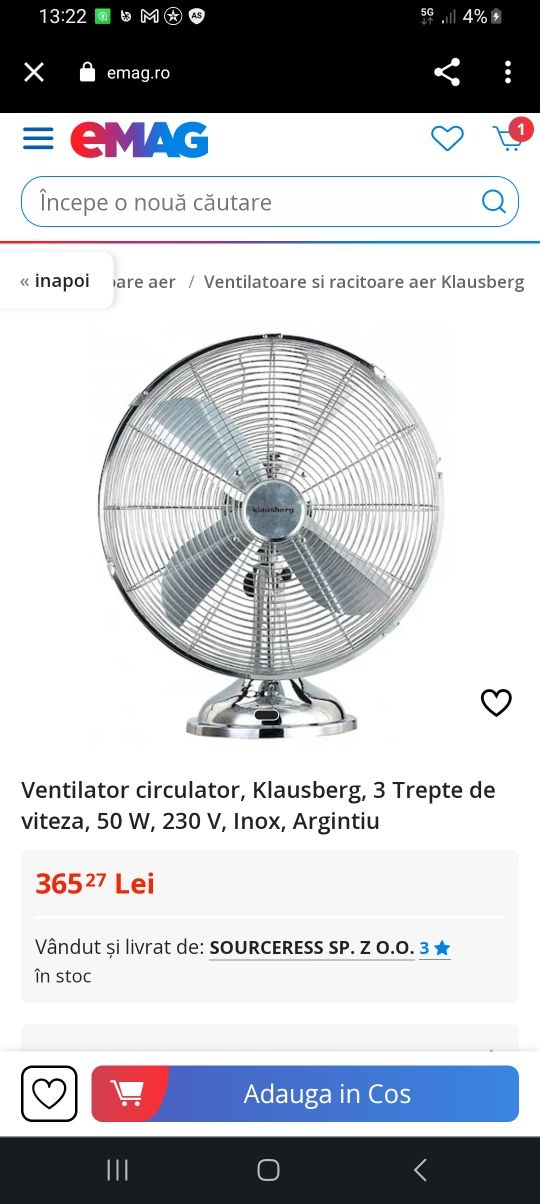 Ventilator inox cu picior scurt