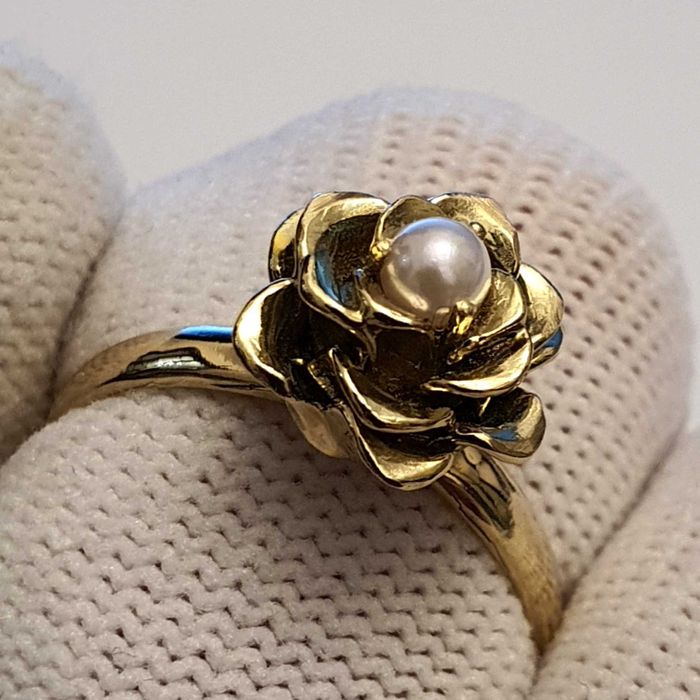 M60 Inel Aur 14K Cu Perla Naturala Akoya