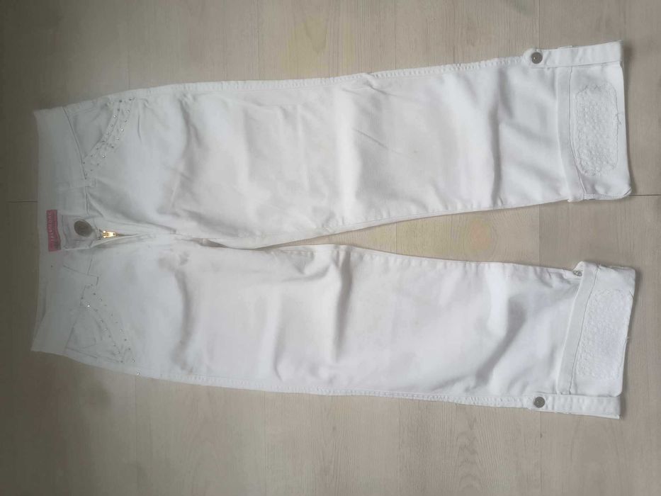 Blugi Albi Dama Embroidered Raw Mid Rise Cropped Jeans Size 30