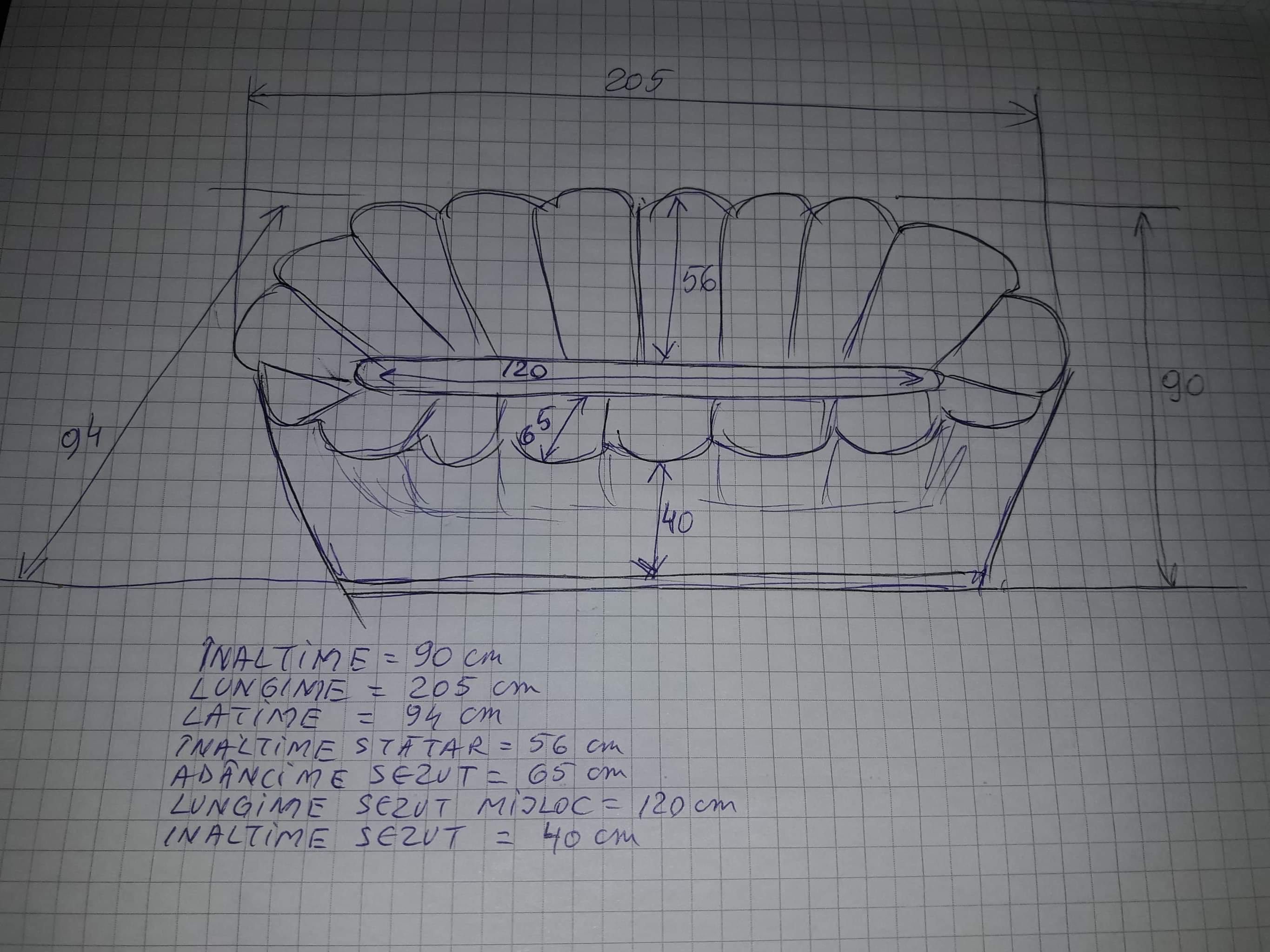 Canapea fixa model scoica