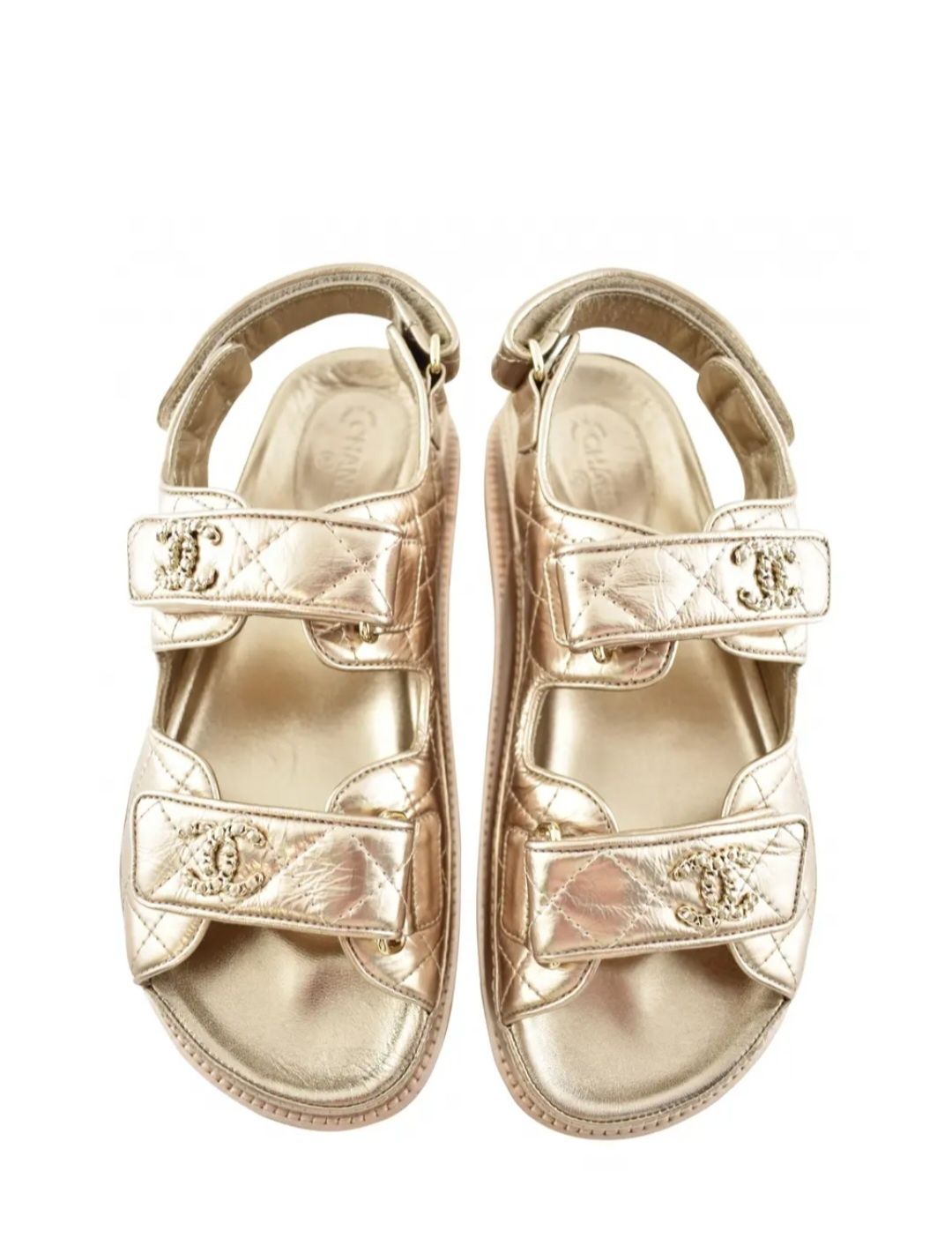 Chanel -gold leather sandals,н.37