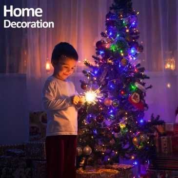 Многоцветни соларни коледни лампички за украса на елха и тераса 10м