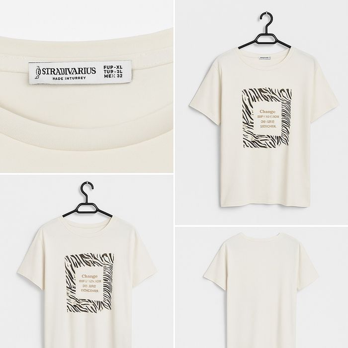 Tricou Stradivarius cu imprimeu zebra – mărimea XL