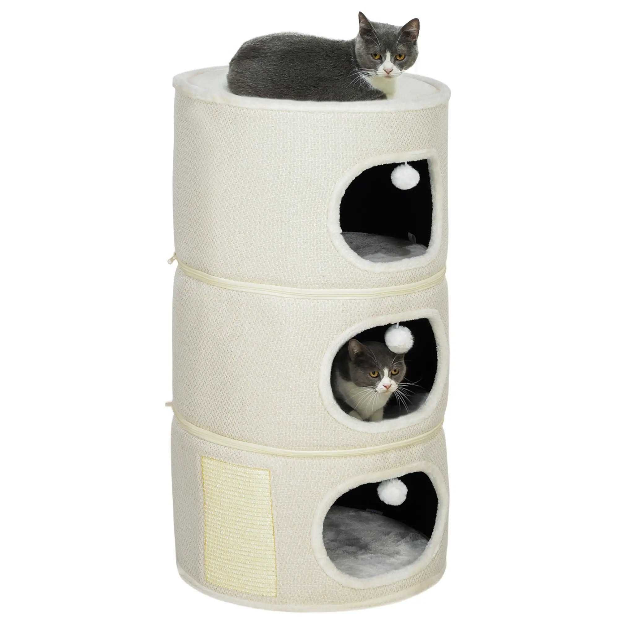 PawHut Котешка къщичка, 4 нива, с възглавница
