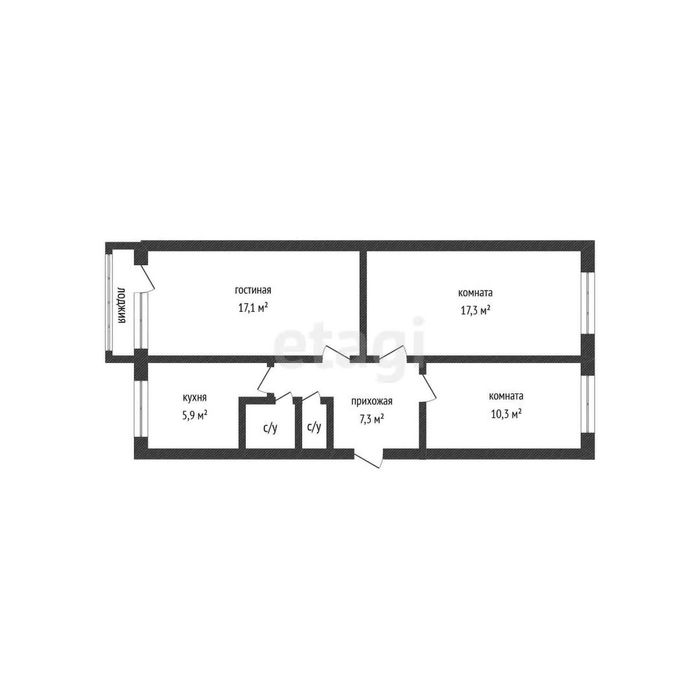 3комн. квартира, 62м², 3/5 этаж