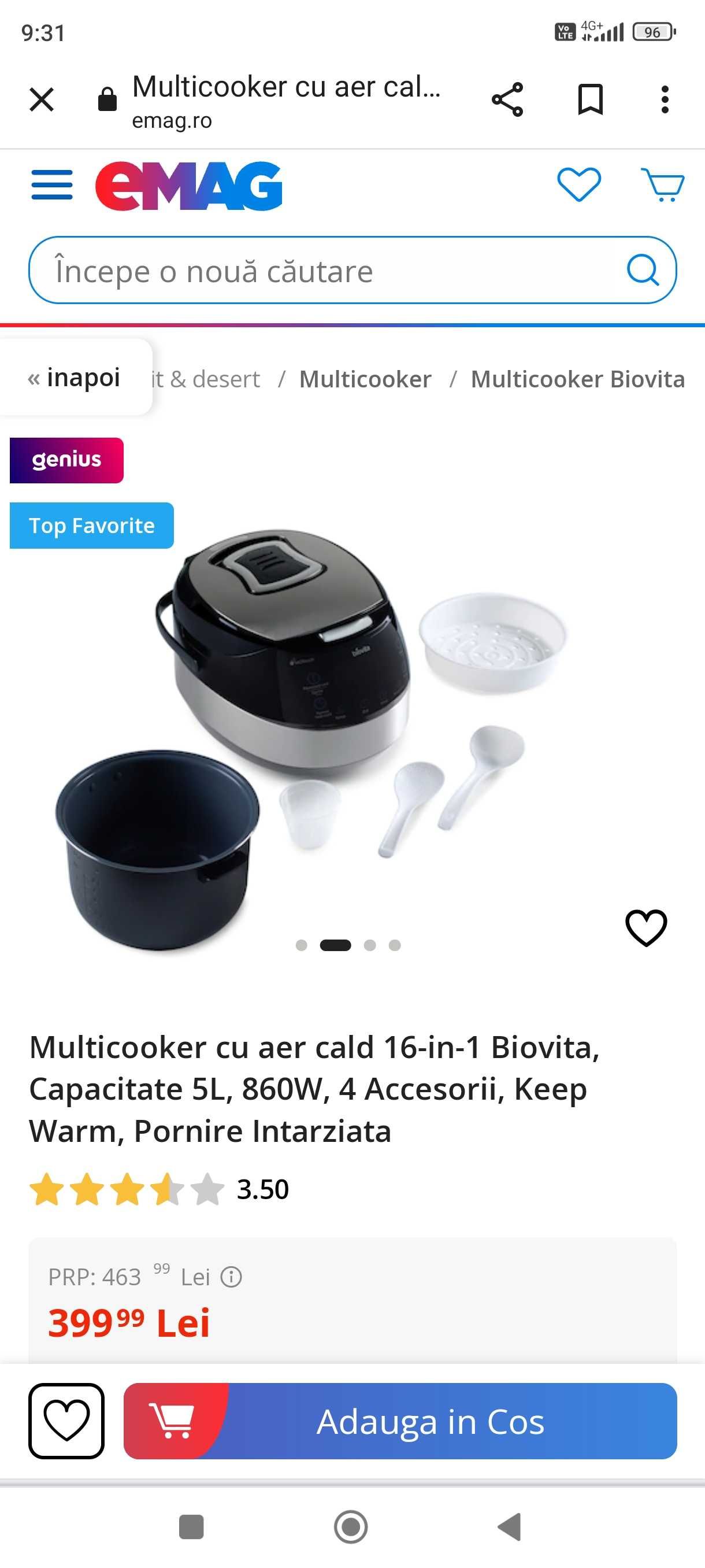 Multicooker cu aer cald 16-in-1 Biovita.