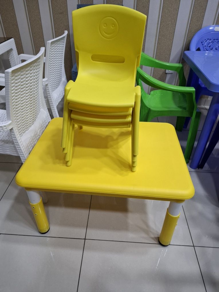 Bogʻcha uchun plastmassa stol stullar qulay sifatli detiski stol stull