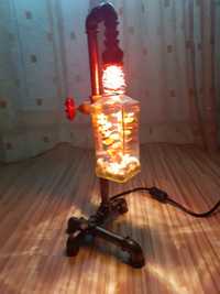 Lampa/ veioza tip industrial / steampunk, bec led, homemade.