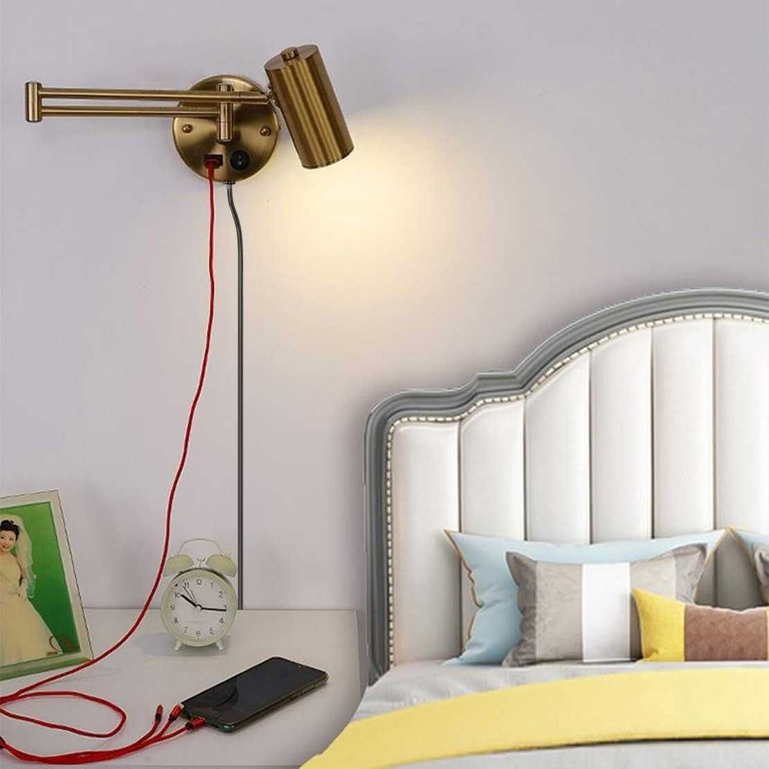 НОВA! LED лампа за стена 7W с гъвкаво рамо и ключ, 2 бр/к-кт
