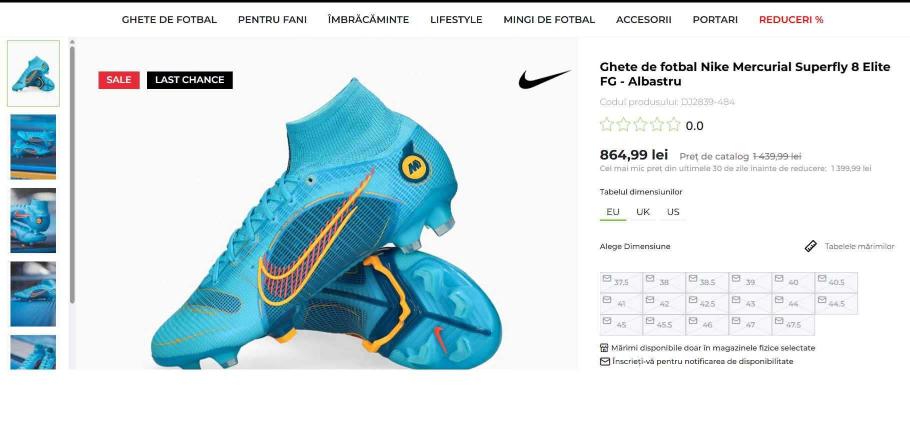 Ghete de fotbal Nike Mercurial Superfly 8 Elite FG - Albastru - Noi