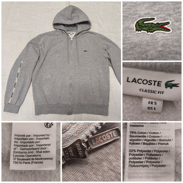 Hanorac Lacoste mărime M/L hoodie bluza gluga fermoar sport bărbat