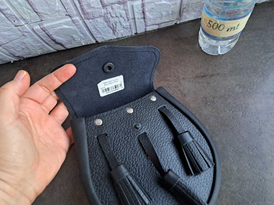 дамска чанта за кръста,малка черна кожена чантичка-Нова естествена кож