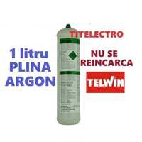 Butelie argon PLINA 1 litru 60 bari TELWIN, sudura MIG-MAG sau TIG/WIG
