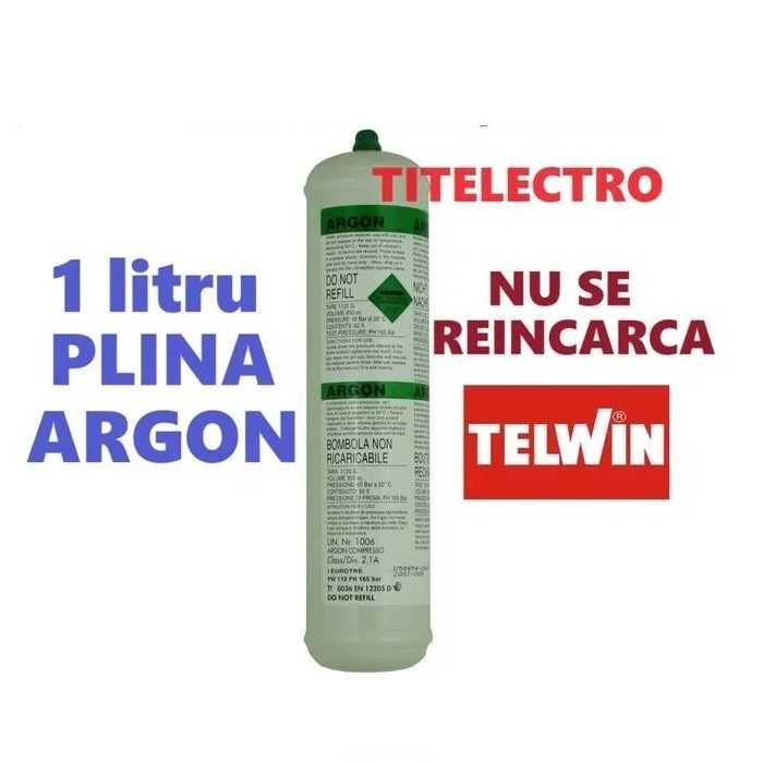 Butelie argon PLINA 1 litru 60 bari TELWIN, sudura MIG-MAG sau TIG/WIG