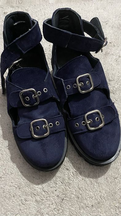 Pantofi piele întoarsă, culoare bleumarin