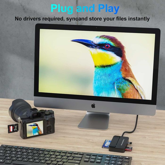 USB 3.0, FEMORO четец за карти с памет 4 в 1, едновременно четене