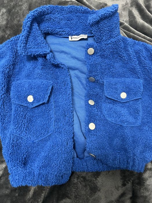 Чисто ново Пухкаво яке тип „шерпа“  турско синьо