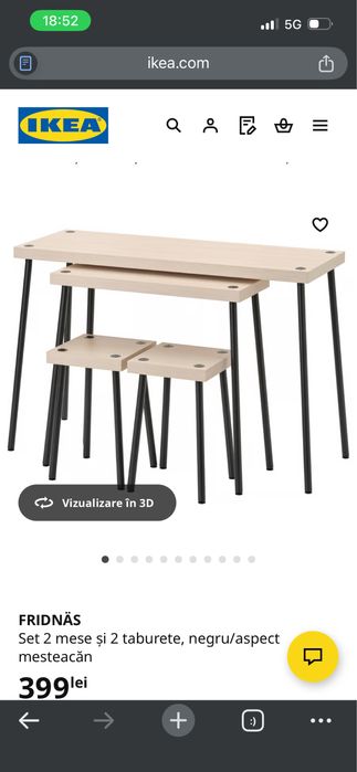 Set de doua mese + scaune ikea