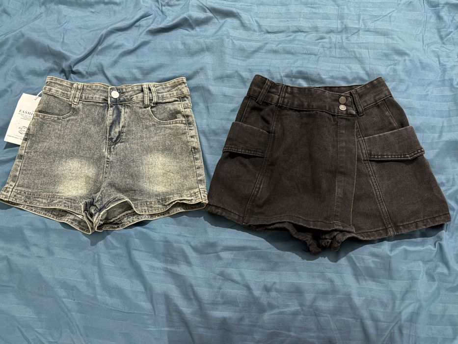 короткие джинсовый шортик и юбка-шортик