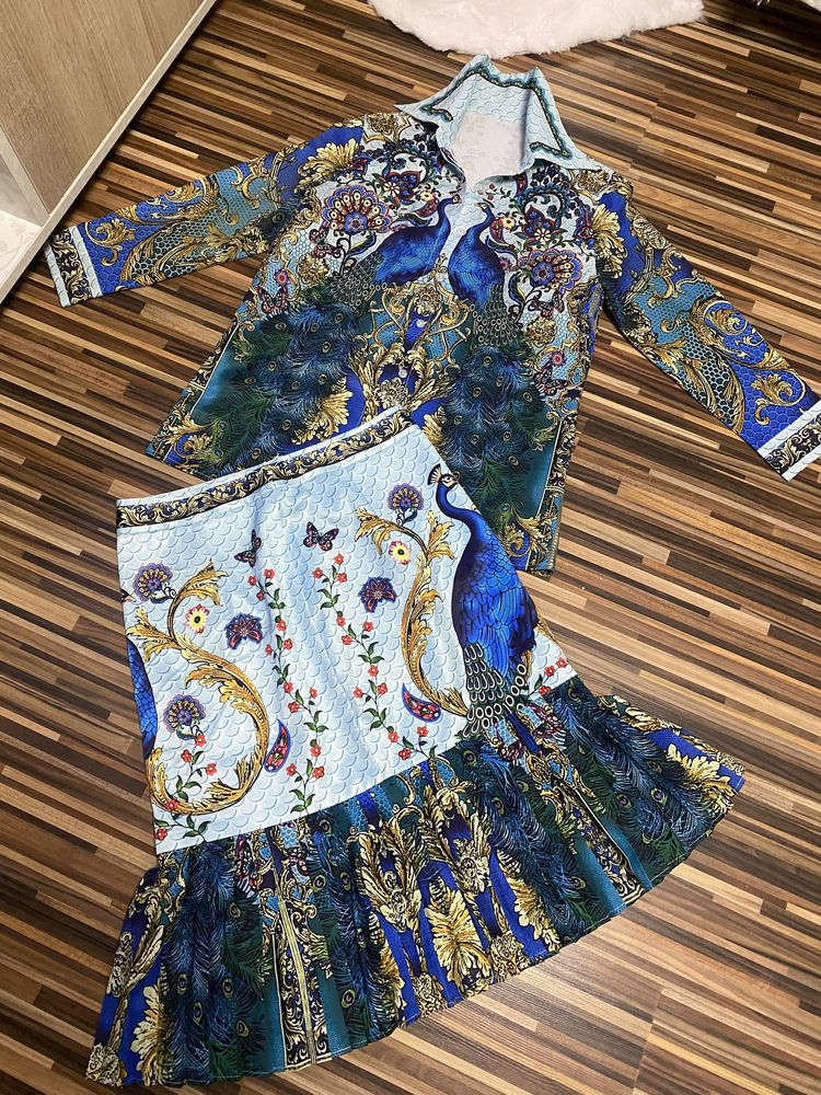 Compleu / set femei satin imprimeu D&G