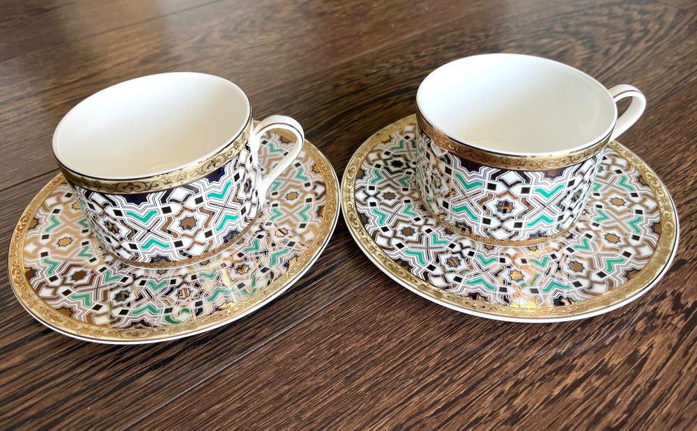 Set 2 cesti The One Dubai auriu portelan cana farfurie cafea ceai