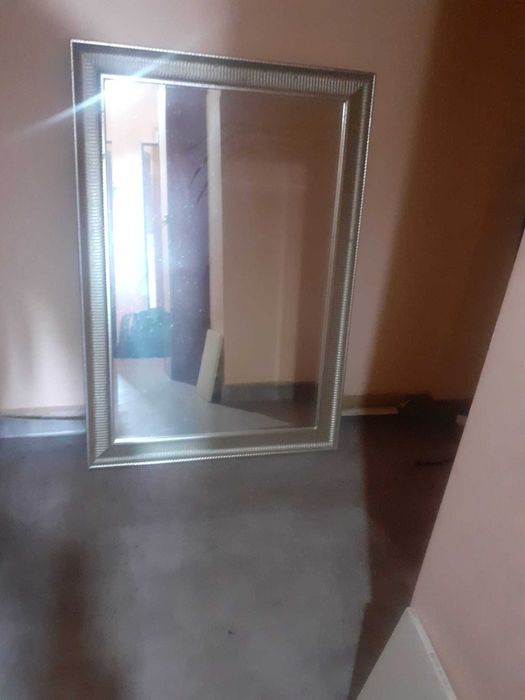 Oglinda IKEA 91x130 cm cu rama lemn argintiu/auriu