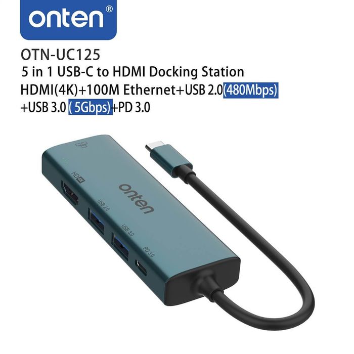 Универсальный USB-C хаб Onten UC125 — HDMI, RJ45, USB 3.0, USB 2.0
