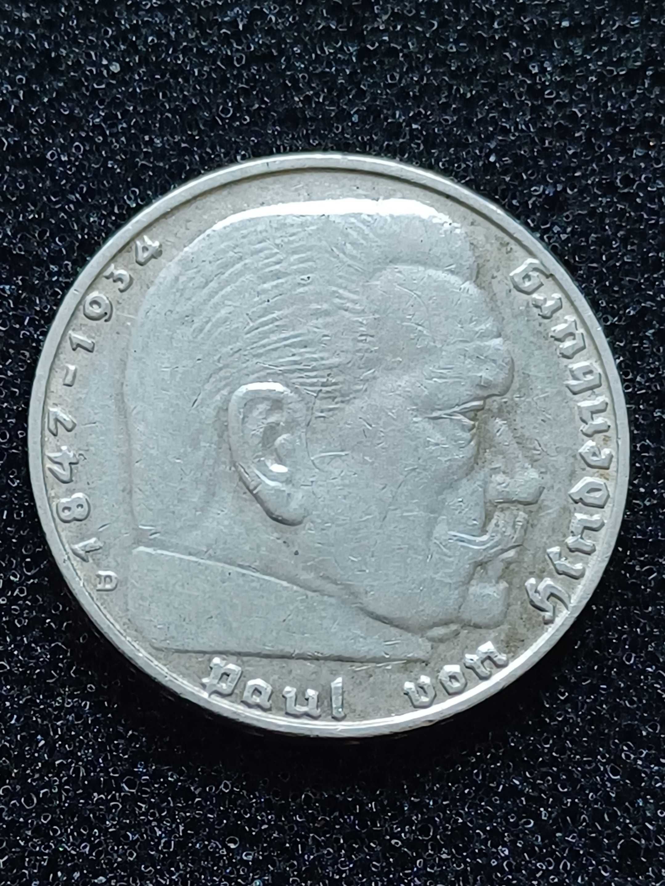 mondeda germania WW2, argint 2 marci 1936 D, ff rara