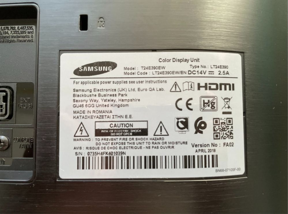 Samsung T24E390EW Монитор с TV тунер