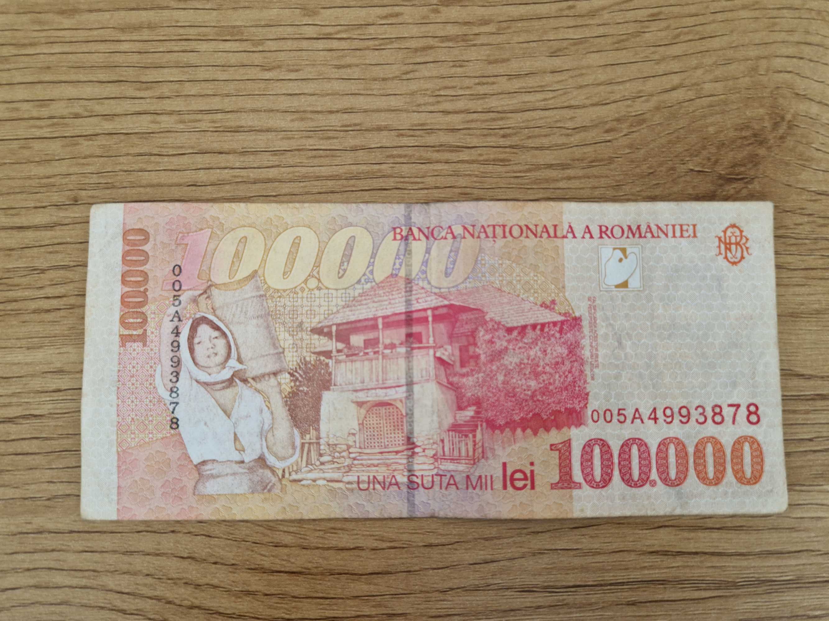 Bancnota de 100,000 lei Nicolae Grigorescu emisa in 1998