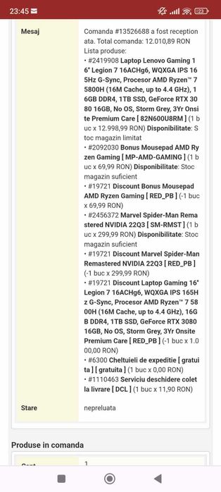 Laptop gaming Lenovo Legion 7