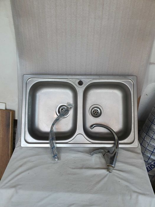 Мойка раковина нержавейка двойная 80×50