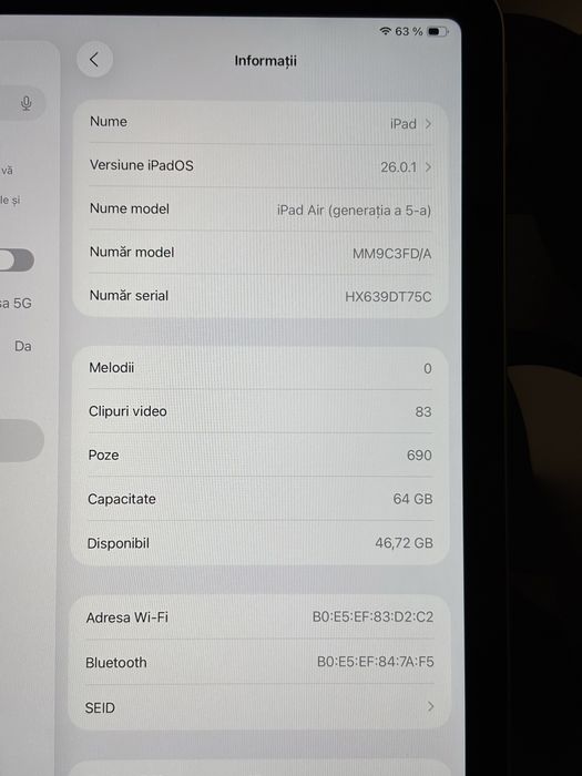 iPad Air 5 2022 Grey 64GB