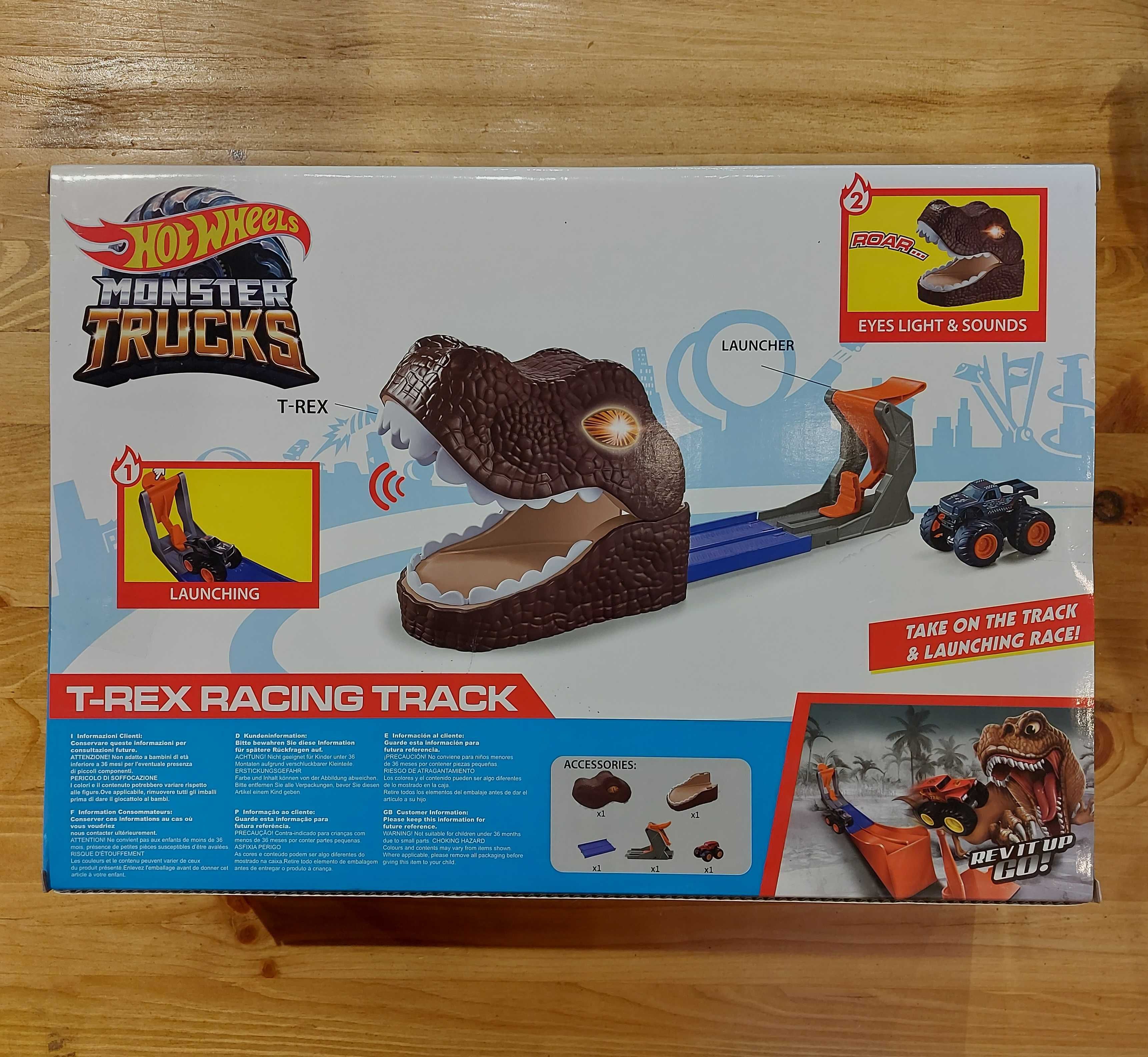 Трек "Hot wheels" Monster Trucks T-Rex Racing Track. Атака динозавра.
