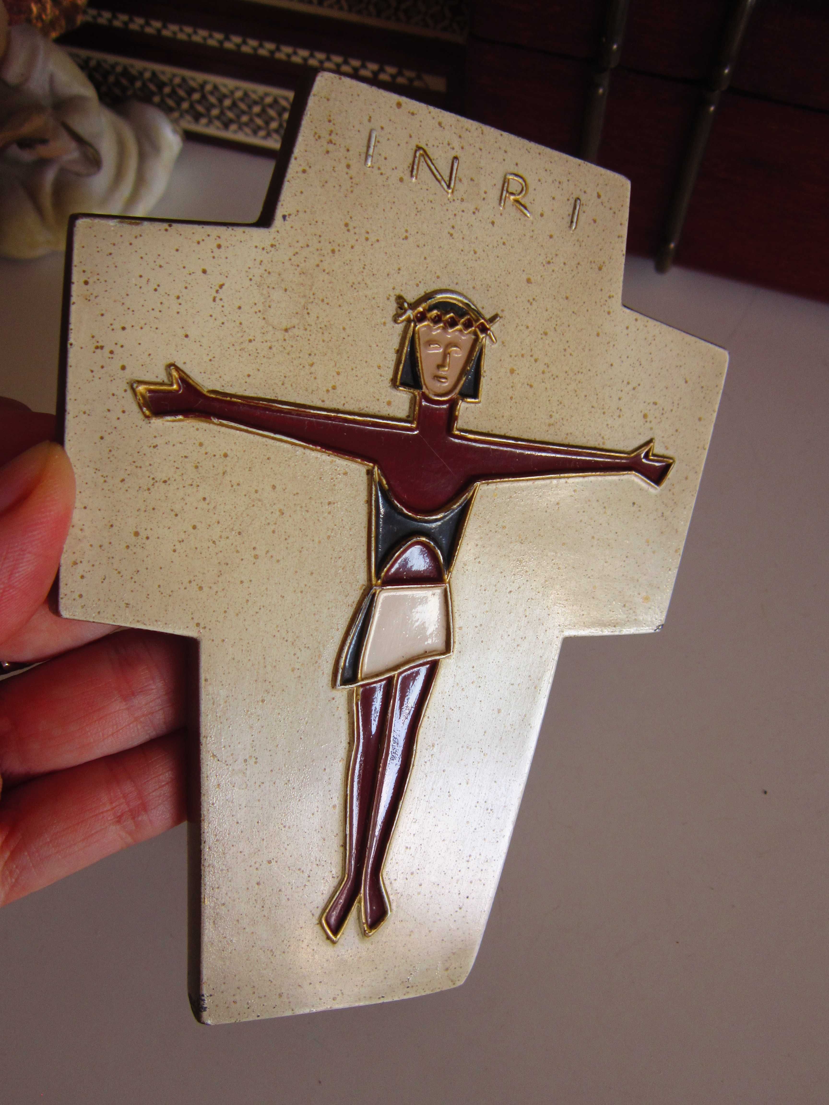 cadou rar Crucifix stil Cloisonne bronz emailat colectie Germania 1970