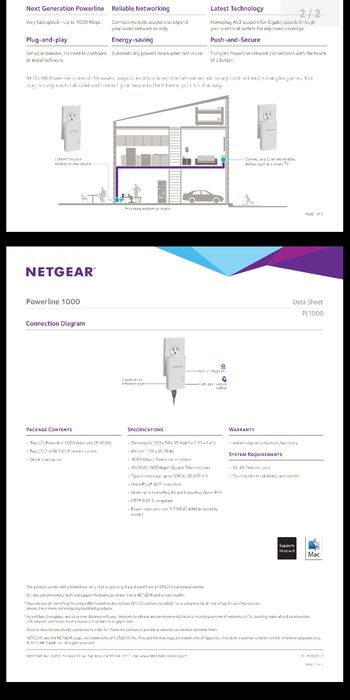 Adaptor NetGear Powerline PL1000, 1000 Mbps, Gigabit