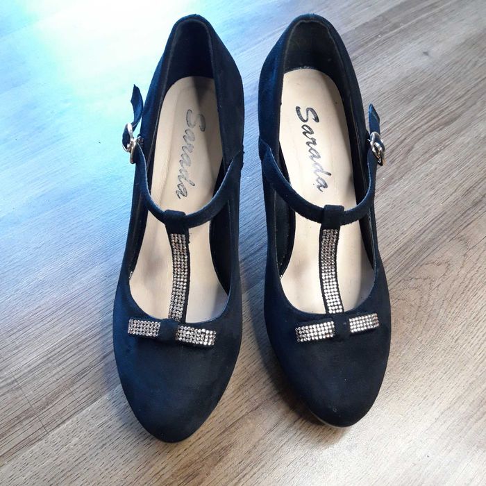 Дамски елегантни обувки, от черен еко велур, 37 номер