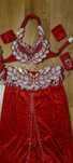 Bellydance costum roșu 34-36 (Xs-S)