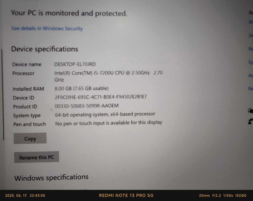 Laptop Dell Latitude 5480, I5-7200, 8Gb Ram, ssd120, baterie ok. Garan