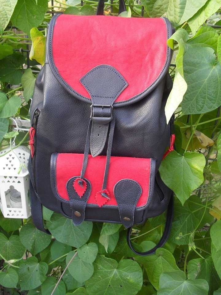 Rucsac din piele naturala lucrat manual