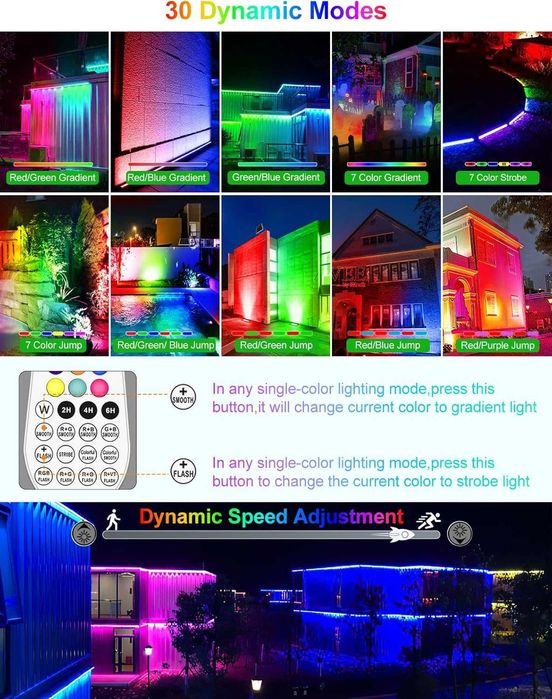 НОВИ! Прожектори RGB LED Wall Washer, 2 бр/к-т 42W–10 цвята, 30 режима