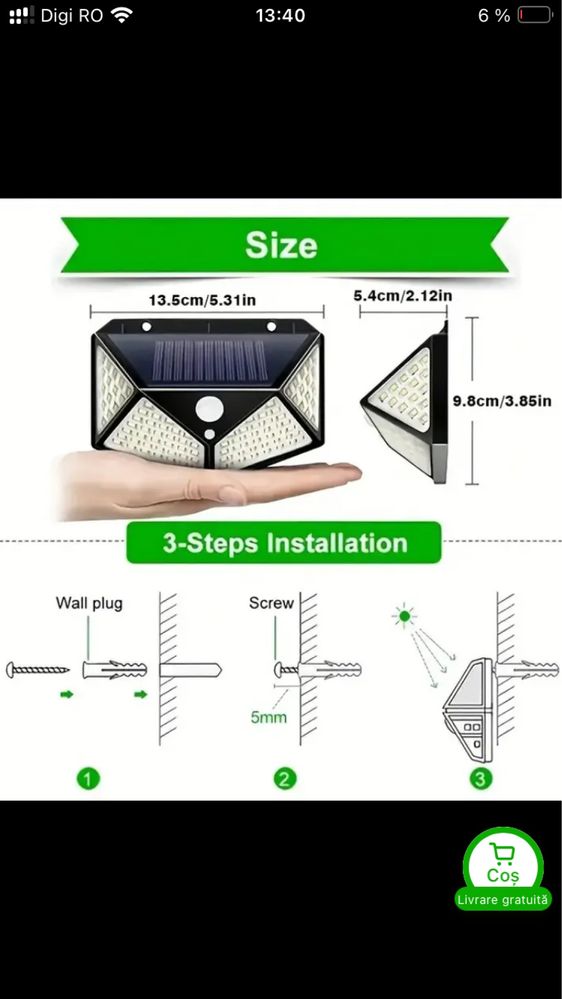 NOUA Lampa led solara