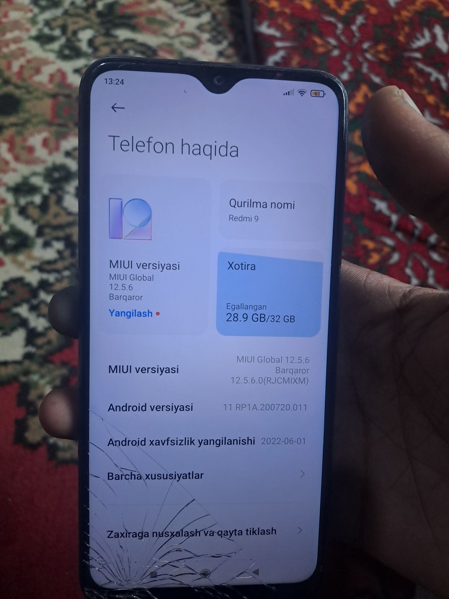 Redmi 9 bitta aymi sensor singan 70000 kami bor