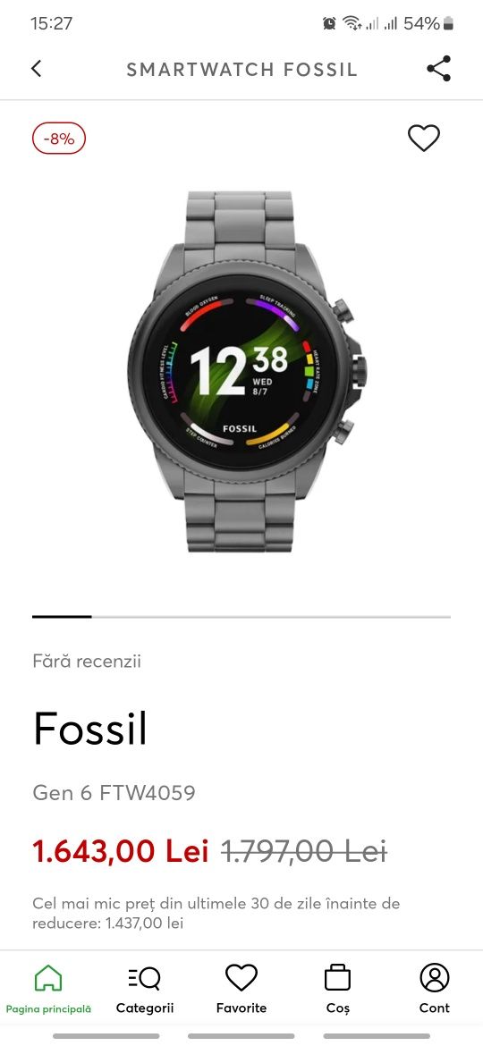 VandCeas smartwatch Fossil Gen6 FTW4059, Stainless Smoke