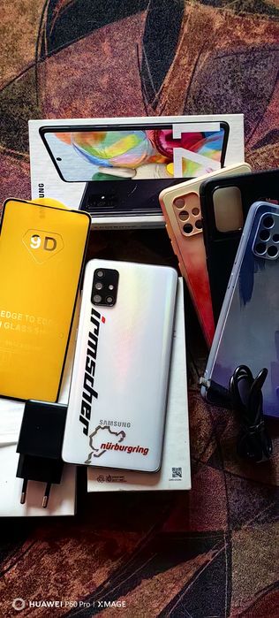 SAMSUNG Galaxy A71 White pearl-Перфектно състояние.Подаръци