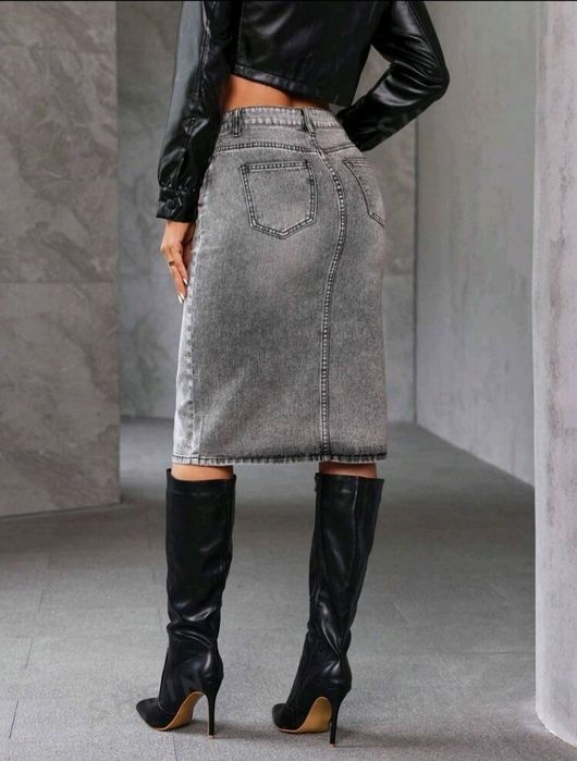 Fusta din denim cu crăpătură, M